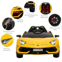 Lamborghini SVJ 12V Ride-On Car with Lights Music Remote 3-8 Yrs YELLOW