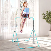 HOMCOM Kids Gymnastics Bar with Adjustable Height Foldable Training Bar Green