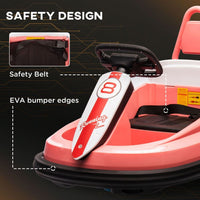 HOMCOM 6V Kids Bumper Car 360-Degree Rotation Waltzer Car with 2 Speeds PINK