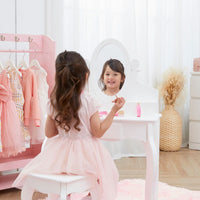 Fantasy Fields Kids Dressing Table Vanity Set Mirror & Stool White TD-12851B