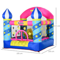 Outsunny Kids Bouncy Castle House Trampoline Basket & Blower for Age 3-10 Blue