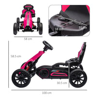HOMCOM Children Pedal Go Kart with Adjustable Seat Handbrake PINK