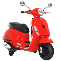 Vespa Licensed Kids Ride On Motorcycle 6V Boys Girls Music LED Lights MP3 USB RED