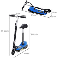 HOMCOM Kids Foldable Electric Powered Scooters 120W Toy Brake Kickstand Blue
