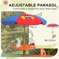 Outsunny Kids Bistro Table and Chair Set with Cowboy Theme Adjustable Parasol