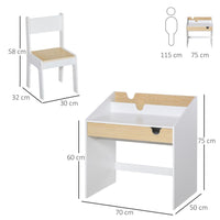 HOMCOM Two-Piece Kids Desk and Chair Set Children Study Table with Storage
