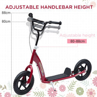 HOMCOM Push Scooter Teen Kids Stunt Bike Ride On with 12 inch EVA Tyres RED