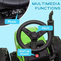 HOMCOM Ride on Tractor with Detachable Trailer Remote Control Music GREEN