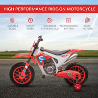 Kids Motorbike Electric Ride-On Toy with Training Wheels for 3-5 Years RED