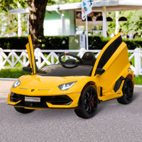 Lamborghini SVJ 12V Ride-On Car with Lights Music Remote 3-8 Yrs YELLOW