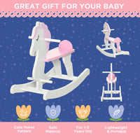 HOMCOM Kids Wooden Ride On Toy Rocking Horse with Handlebar Foot Pedal Pink