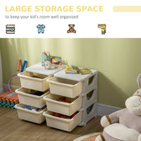 HOMCOM Kids Storage Unit Toy Box Vertical Dresser with Six Drawers Cream