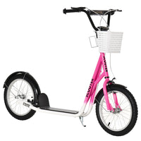 HOMCOM Kids Kick Scooter Teen Ride On Adjustable Children Scooter with Brakes PINK
