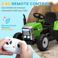 HOMCOM Ride on Tractor with Detachable Trailer Remote Control Music GREEN