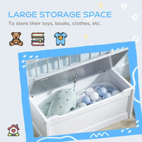 ZONEKIZ Two-In-One Wooden Toy Box Kids Storage Bench with Safety Rod Grey