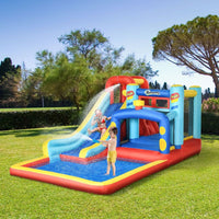 Outsunny 4 in 1 Kids Bouncy Castle Slide Pool Trampoline Climbing Wall & Blower