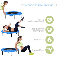 HOMCOM 40" Foldable Mini Fitness Trampoline Exercise Rebounder Jumper Blue