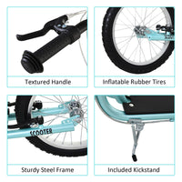 HOMCOM 90-96cm Kids Kick Scooter Adjustable Handlebar Inflatable Wheels BLUE