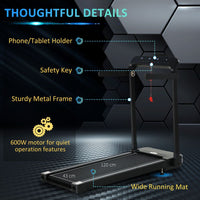 HOMCOM 1.85HP Foldable Electric Treadmill Fitness Safety Lock LED Screen Black