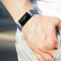 Real Leather Watch Band for Fitbit Charge 3 - Blue