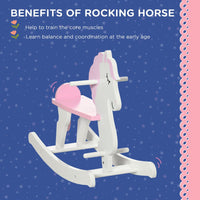 HOMCOM Kids Wooden Ride On Toy Rocking Horse with Handlebar Foot Pedal Pink
