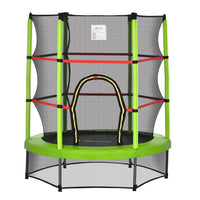 HOMCOM Kids Trampoline Mini Bouncer with Enclosure Net Age 3-6 Years Green