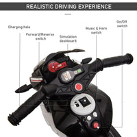 HOMCOM Kids Electric Motorcycle Ride-On Toy Vehicle 6V Battery Music Horn Lights BLACK