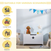 HOMCOM Kids Wooden Toy Children Box Storage Organizer Side Handle White