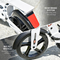 HOMCOM Kick Scooter Folding 2 Big Wheels Adjustable  Adult Teens For 14+ White
