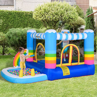 Outsunny Kids Bouncy Castle with Pool Outdoor Trampoline with Net Blower 3-8 Yrs