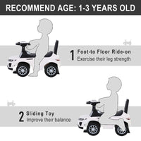 HOMCOM 3-in-1 Ride On Car Foot To Floor Slider Toddler with Horn Steering WHITE