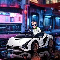 Lamborghini SIAN 12V Kids Electric Ride On Car Toy with Remote Control WHITE