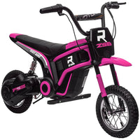 HOMCOM 24V Kids Electric Motorbike with Twist Grip Throttle Music Horn Pink