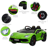 Lamborghini SVJ 12V Ride-On Car with Lights Music Remote 3-8 Yrs GREEN