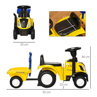 HOMCOM Ride On Tractor Toddler Walker Foot To Floor Slider 12-36 Months Yellow