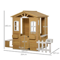 Outsunny Wooden Outdoor Playhouse with Door Windows Bench for Kids Children