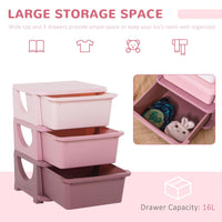HOMCOM Kids Storage Units with Drawers 3 Tier Chest Vertical Dresser Tower