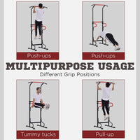 HOMCOM Steel Multi-Use Exercise Power Tower Station Adjustable Height with Grips