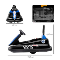 HOMCOM 6V Kids Bumper Car 360-Degree Rotation Waltzer Car with 2 Speeds BLACK