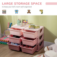 HOMCOM Kids Storage Unit Toy Box Vertical Dresser with Six Drawers Pink