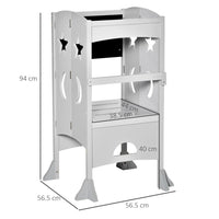 Kids Step Stool Toddler Kitchen Stool with Blackboard Lockable Handrail