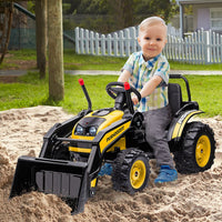 HOMCOM Kids Digger Ride On Excavator 6V Battery Tractor Music Headlight Yellow