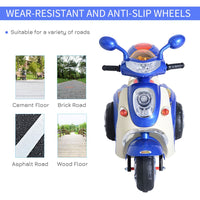 HOMCOM Electric Ride on Toy Car Kids Motorbike Children Battery Tricycle BLUE