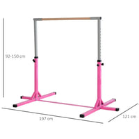 HOMCOM 95-145 Hcm Professional Gymnastics Horizontal Bar For Kids Home Gym Fitness PINK