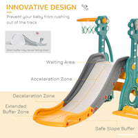 HOMCOM 3-IN-1 Toddler Swing and Slide Set with Basketball Hoop Slide Swing