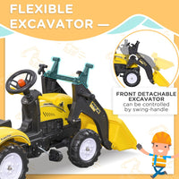 HOMCOM Pedal Go Kart Ride on Excavator Wheels Tyres Kids Children Yellow
