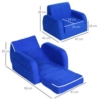 HOMCOM 2 In 1 Kids Sofa Armchair Chair Fold Out Flip Open Baby Bed Couch Toddler Sofa BLUE