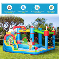 Outsunny Kids Inflatable Bouncy Castle 6 in 1 Water Slide Water Gun & Air Blower