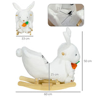 HOMCOM Kids Rabbit-Shaped Rocking Horse Ride On with Realistic Sounds Safety Belt White