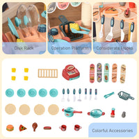 HOMCOM 50 Pcs Kids Kitchen Play set Pretend Trolley Cart Toys for Age 3-6 Years